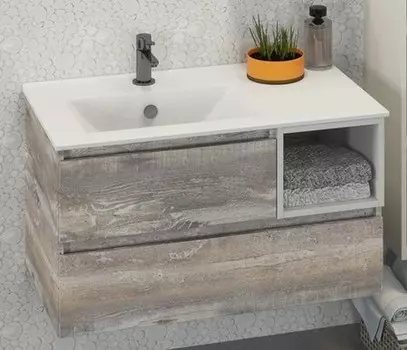 Тумба с раковиной «Comforty» Турин 90 (9090EL) подвесная дуб бежевый левая