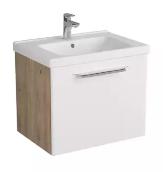 Тумба с раковиной «Diborg» Lande 65 с ящиком (Harmonia 65) подвесная белая/дуб