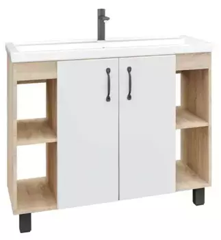 Тумба с раковиной «Grossman» Флай 100 (Фостер 100) белая/дуб сонома