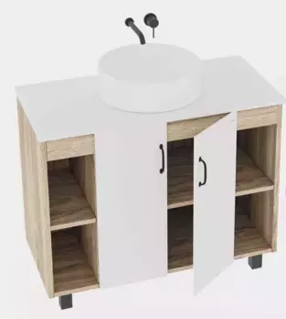 Тумба с раковиной «Grossman» Флай 100 (GR-3013 41/41) белая/дуб сонома
