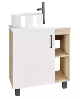 Тумба с раковиной «Grossman» Флай 70 (GR-3013 41/41) белая/дуб сонома левая