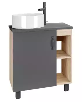 Тумба с раковиной «Grossman» Флай 70 (GR-3013 41/41) серая/дуб сонома левая