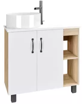 Тумба с раковиной «Grossman» Флай 80 (GR-3013 41/41) белая/дуб сонома