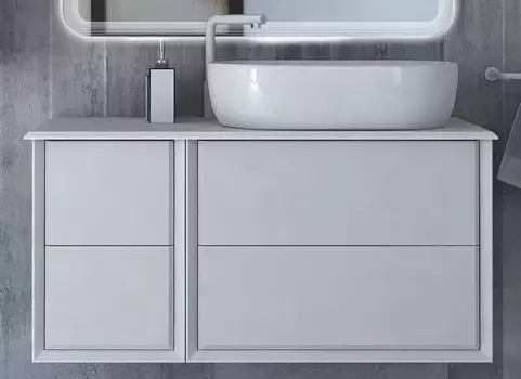 Тумба с раковиной и столешницей «Cezares» Bellagio 106 (60/42) подвесная Bianco opaco