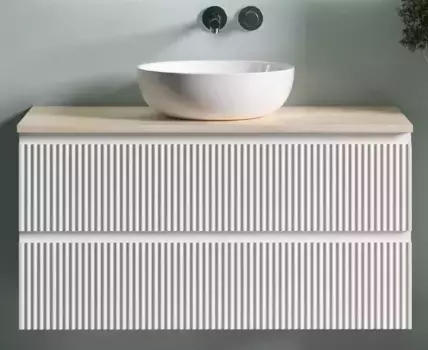 Тумба с раковиной и столешницей «Sancos» Snob R 100 подвесная Bianco