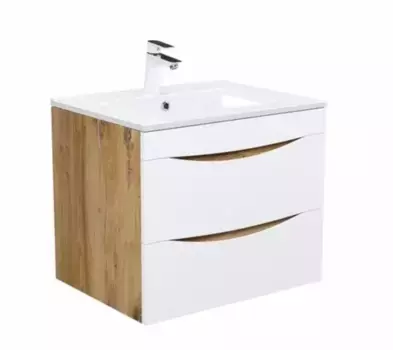 Тумба с раковиной «Iddis» Cloud 60 (Optima Home 60/46) подвесная белая/золотистый дуб