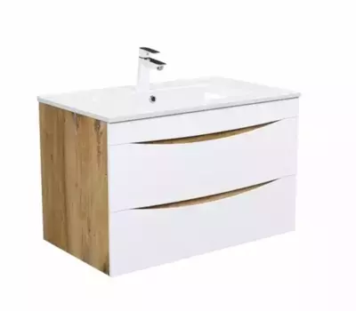 Тумба с раковиной «Iddis» Cloud 80 (Optima Home 80/46) подвесная белая/золотистый дуб