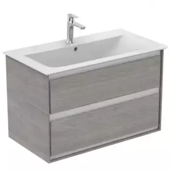 Тумба с раковиной «Ideal Standard» Connect air 80 с 2 ящиками (Connect Air 84) подвесная wood light grey/matt white