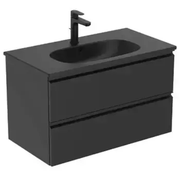 Тумба с раковиной «Ideal Standard» Tesi 80 с 2 ящиками (Tesi 80 Euro White) подвесная silk black