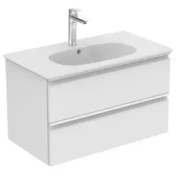 Тумба с раковиной «Ideal Standard» Tesi 80 с 2 ящиками (Tesi 82 Silk White) подвесная gloss white