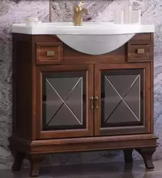 Тумба с раковиной из массива «Opadiris» Борджи 85/35 (Сенеж 87) светлый орех