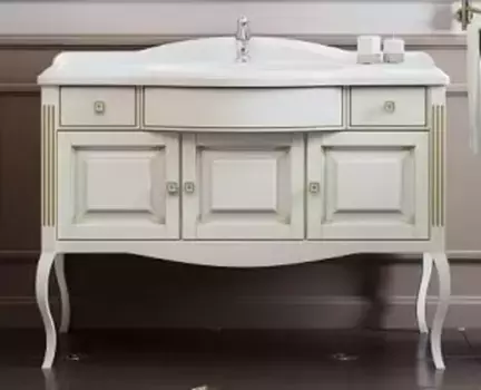 Тумба с раковиной из массива «Opadiris» Лаура 120 (Лаура 120) белая с патиной золото