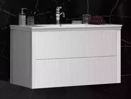 Тумба с раковиной из массива «Opadiris» Рубинно 90 вар 2 (Ibiza 91) подвесная белый глянцевый