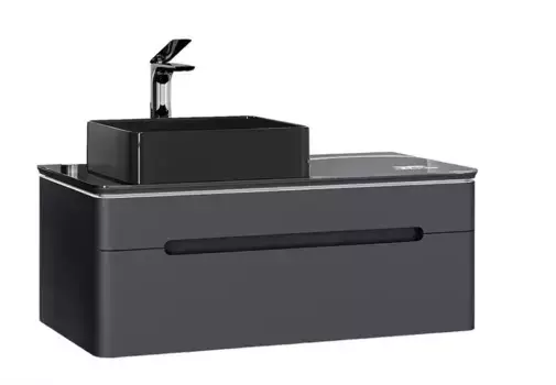 Тумба с раковиной «Jorno» Shine 100 с подсветкой (Melana 41 MLN-7078АBM) подвесная антрацит левая