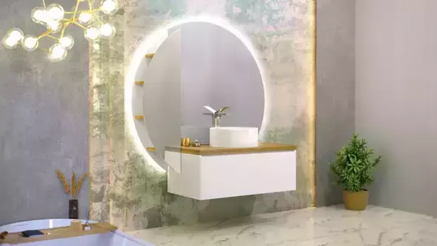 Тумба с раковиной «Jorno» Solis 100 (Melana 48 7050H) подвесная белая/светлое дерево