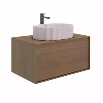 Тумба с раковиной «Kerama Marazzi» Atollo 80 (Artbasin Conchiglia 50/37) подвесная деревянная