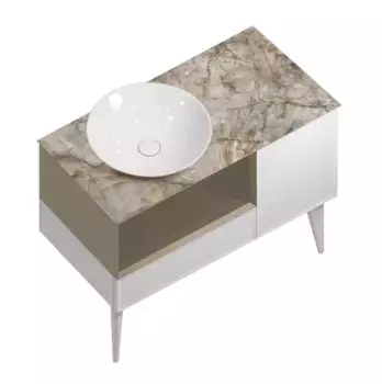 Тумба с раковиной «Kerama Marazzi» Cono 97 (Cono 97 (SG) с отверстием под смеситель) белая-лимо