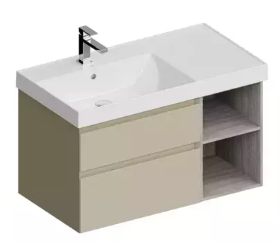 Тумба с раковиной «Kerama Marazzi» Cubo 90 New (Cubo 90/48) подвесная лимо матовая-древесная левая