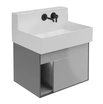 Тумба с раковиной «Kerama Marazzi» Logica M 65 (Logica M 65) подвесная светло-серый глянцевый/стальной серый правая