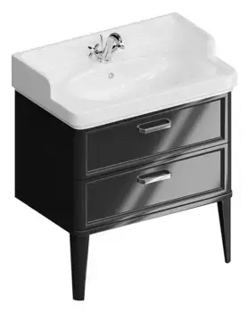 Тумба с раковиной «Kerama Marazzi» Pompei New 80 c 2 ящиками (Pompei 80) черная глянцевая