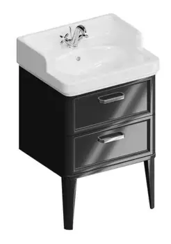 Тумба с раковиной «Kerama Marazzi» Pompei New 60 с 2 ящиками (Pompei 60) черная глянцевая