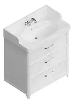 Тумба с раковиной «Kerama Marazzi» Pompei New 80 с 3 ящиками (Pompei 80) белая глянцевая