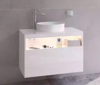 Тумба с раковиной «Keuco» Stageline 80 с подсветкой со столешницей (Stageline 40/40 белая) подвесная белая левая