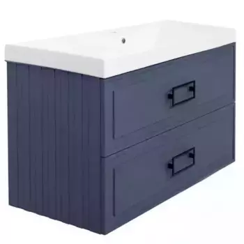 Тумба с раковиной «La Fenice» Cubo 100 twin (Cubo 100) подвесная Blu Grigio ручки Nero
