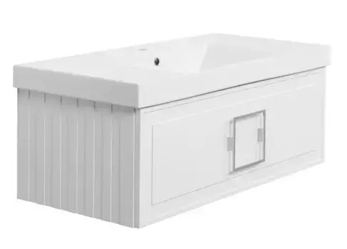 Тумба с раковиной «La Fenice» Cubo 100 (Cubo 100) подвесная Bianca ручки Cromo