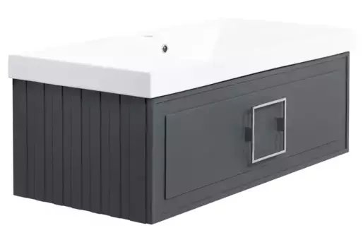 Тумба с раковиной «La Fenice» Cubo 100 (Cubo 100) подвесная Grigio ручки Cromo
