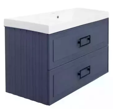 Тумба с раковиной «La Fenice» Cubo 80 twin (Cubo 80) подвесная Blu Grigio ручки Nero