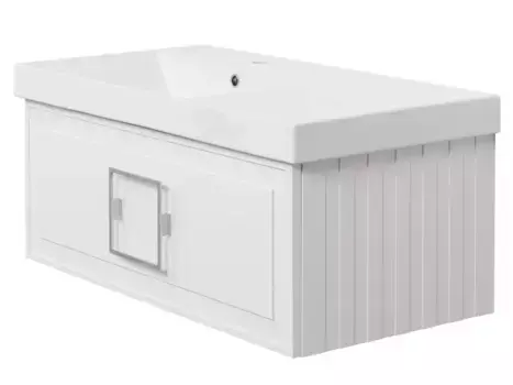 Тумба с раковиной «La Fenice» Cubo 90 (Cubo 90 левая) подвесная Bianca ручки Cromo