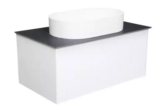 Тумба с раковиной «La Fenice» Terra 80 (Senso 55/35) подвесная Bianca столешница Granite Black Olive Light Lappato