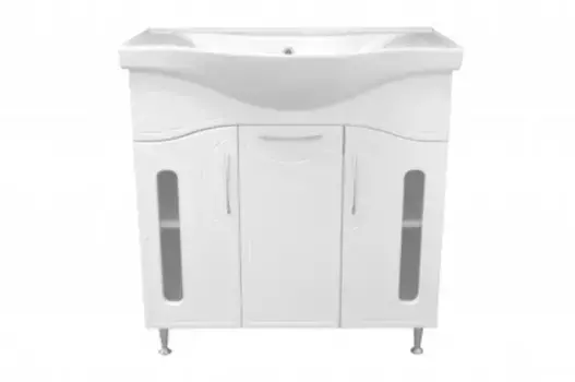 Тумба с раковиной «Loranto» Милена 80 (Basic 80) белая матовое стекло