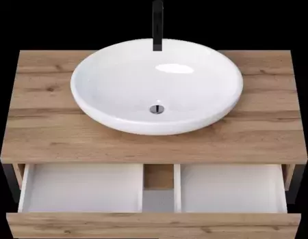 Тумба с раковиной «Marka One» Grunge Loft 100П 1я (Ringo Cut 53) подвесная дуб Вотан/чёрная