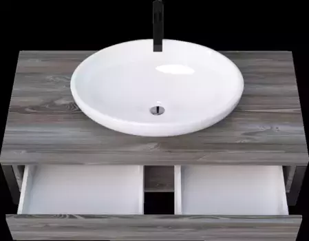 Тумба с раковиной «Marka One» Grunge Loft 90П 1я (Ringo Cut 53) подвесная дуб Намибия/чёрная