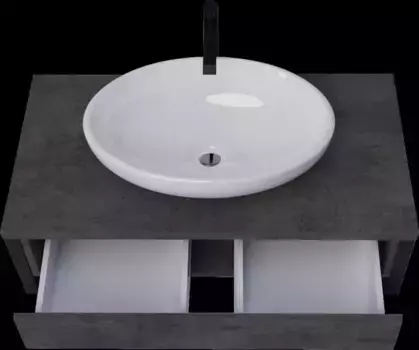 Тумба с раковиной «Marka One» Grunge Loft 90П 1я (Ringo Cut 53) подвесная бетон тёмно-серый/чёрная