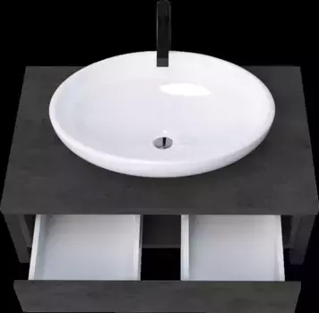 Тумба с раковиной «Marka One» Grunge Loft 80П 1я (Ringo Cut 53) подвесная бетон тёмно-серый/чёрная