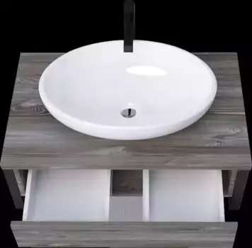 Тумба с раковиной «Marka One» Grunge Loft 80П 1я (Ringo Cut 53) подвесная дуб Намибия/чёрная