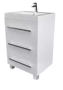 Тумба с раковиной «Marka One» Mix 60Н 3я БГ рейлинг (Como 60) белая