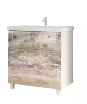 Тумба с раковиной «Marka One» Mix 70Н 3я (Como 70) бетон Push хром/квадрат/белая