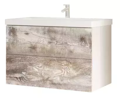 Тумба с раковиной «Marka One» Mix 70П 2я (Como 70) подвесная бетон Push/белая