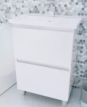 Тумба с раковиной «Marka One» New Aris 60Н (Фостер 60) белый глянец