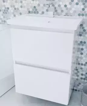 Тумба с раковиной «Marka One» New Aris 60П (Фостер 60) подвесная белый глянец