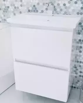 Тумба с раковиной «Marka One» New Aris 70П (Comfort 70/45) подвесная белый глянец