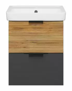 Тумба с раковиной «Misty» Форест 50 (Томь 50) подвесная дуб Вотан/антрацит