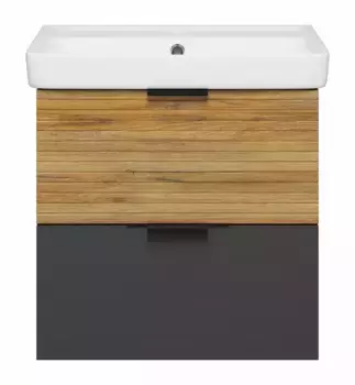 Тумба с раковиной «Misty» Форест 60 (Томь 60) подвесная дуб Вотан/антрацит