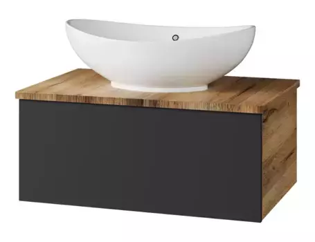 Тумба с раковиной «Misty» Ива 70 (Гамма 56) подвесная графит/каштан