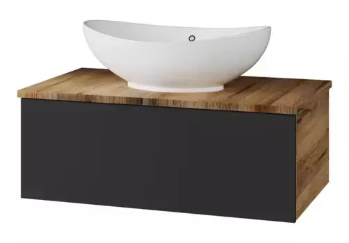 Тумба с раковиной «Misty» Ива 80 (Гамма 56) подвесная графит/каштан
