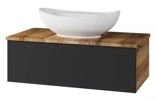 Тумба с раковиной «Misty» Ива 90 (Гамма 60) подвесная графит/каштан